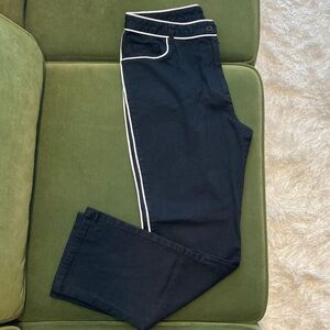 LL New York Black with White Piping Detail Pants 80s 90s Grunge Moto